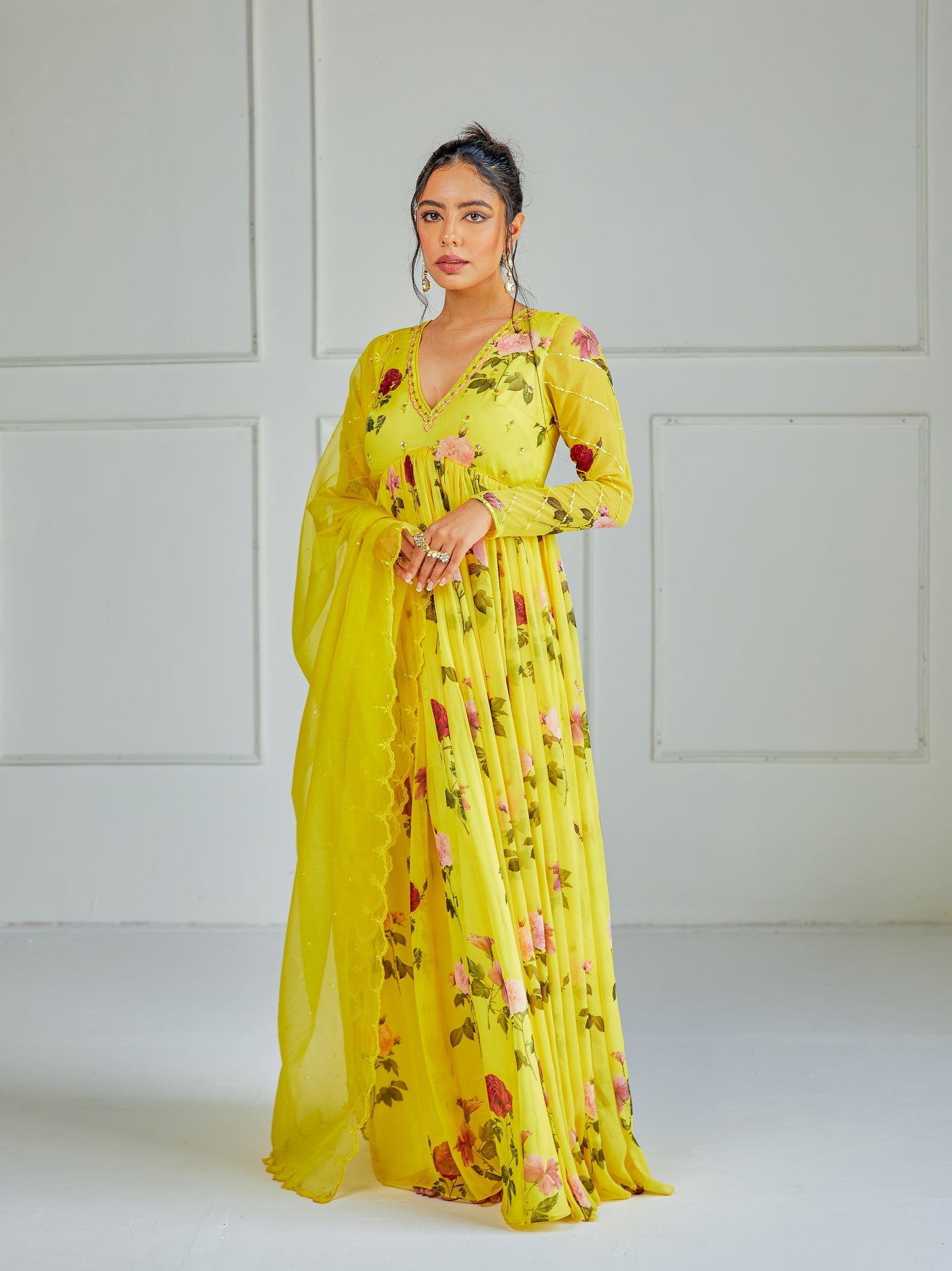 Bulbul Anarkali dress- Yellow