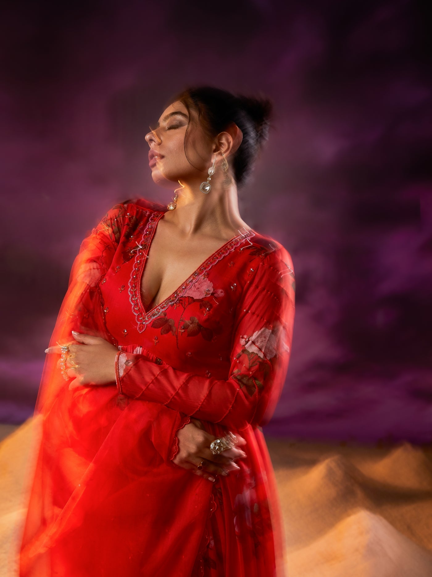 Bulbul Anarkali dress- Tangerine
