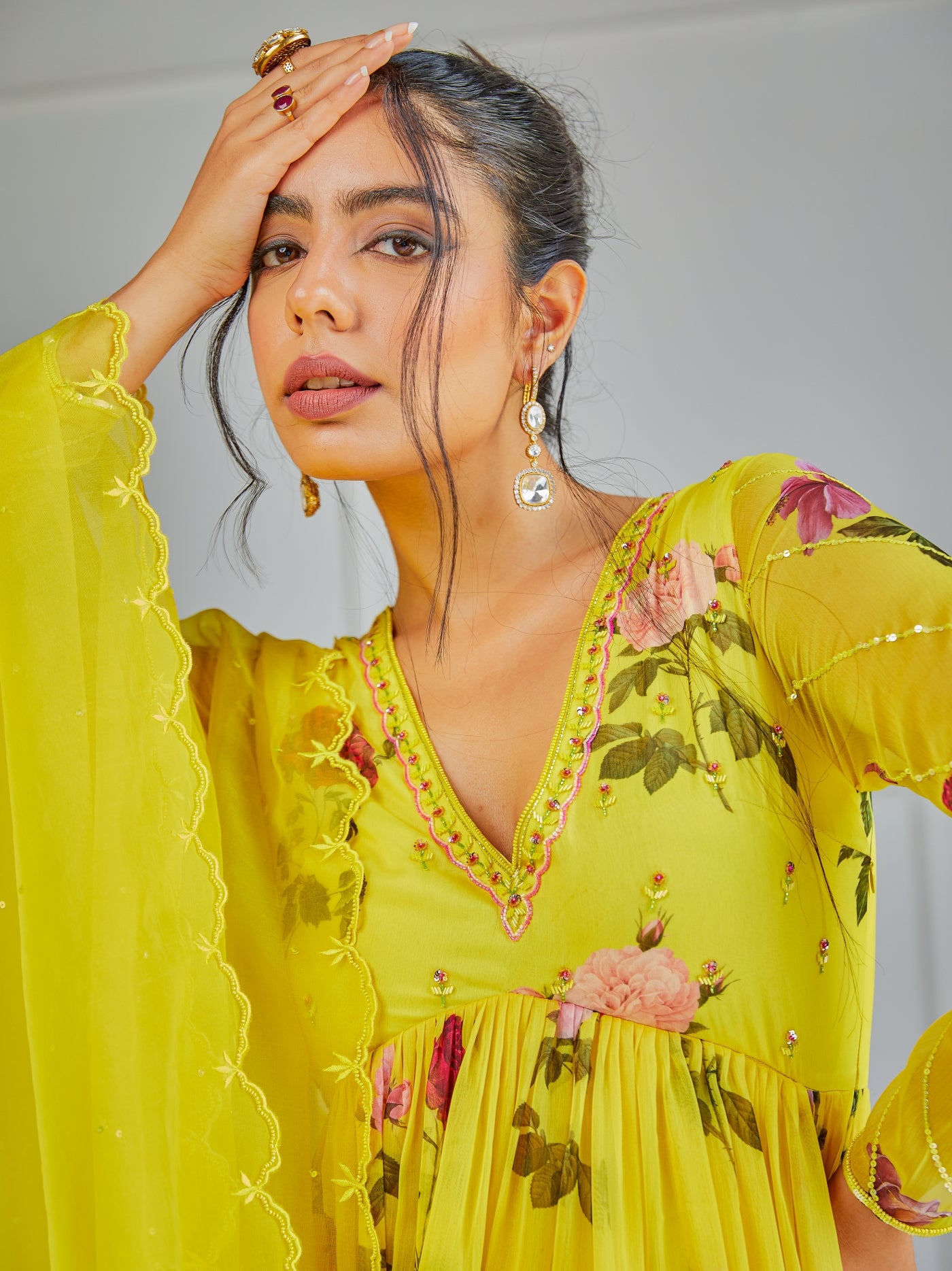Bulbul Anarkali dress- Yellow