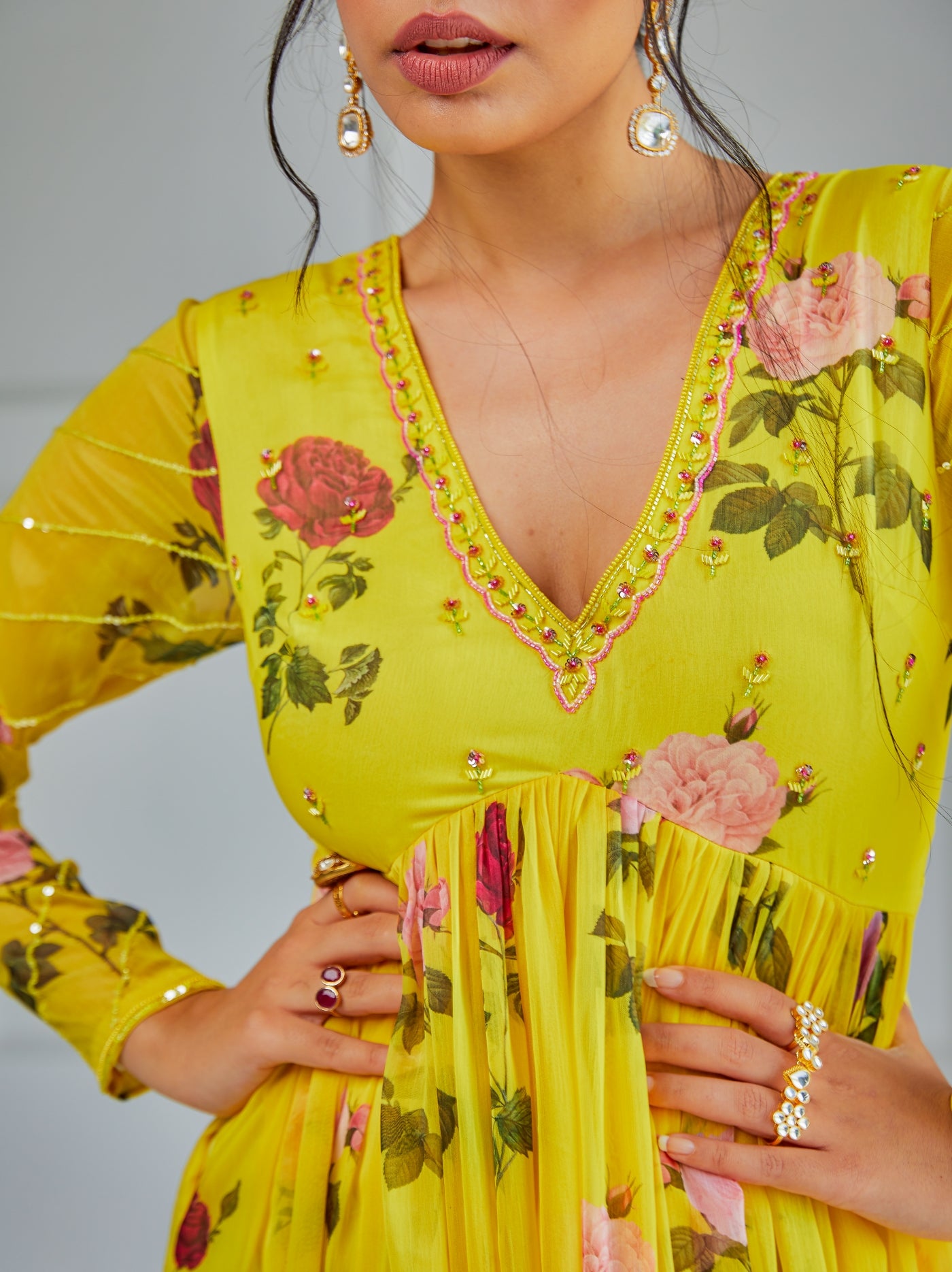 Bulbul Anarkali dress- Yellow