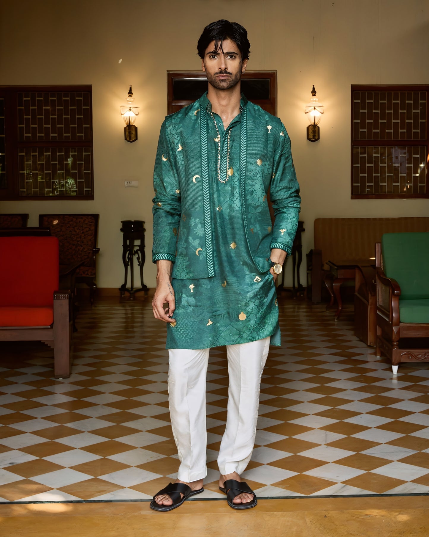 Jade kurta and jacket set