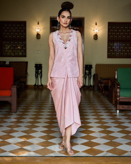 Noor draped skirt and top set