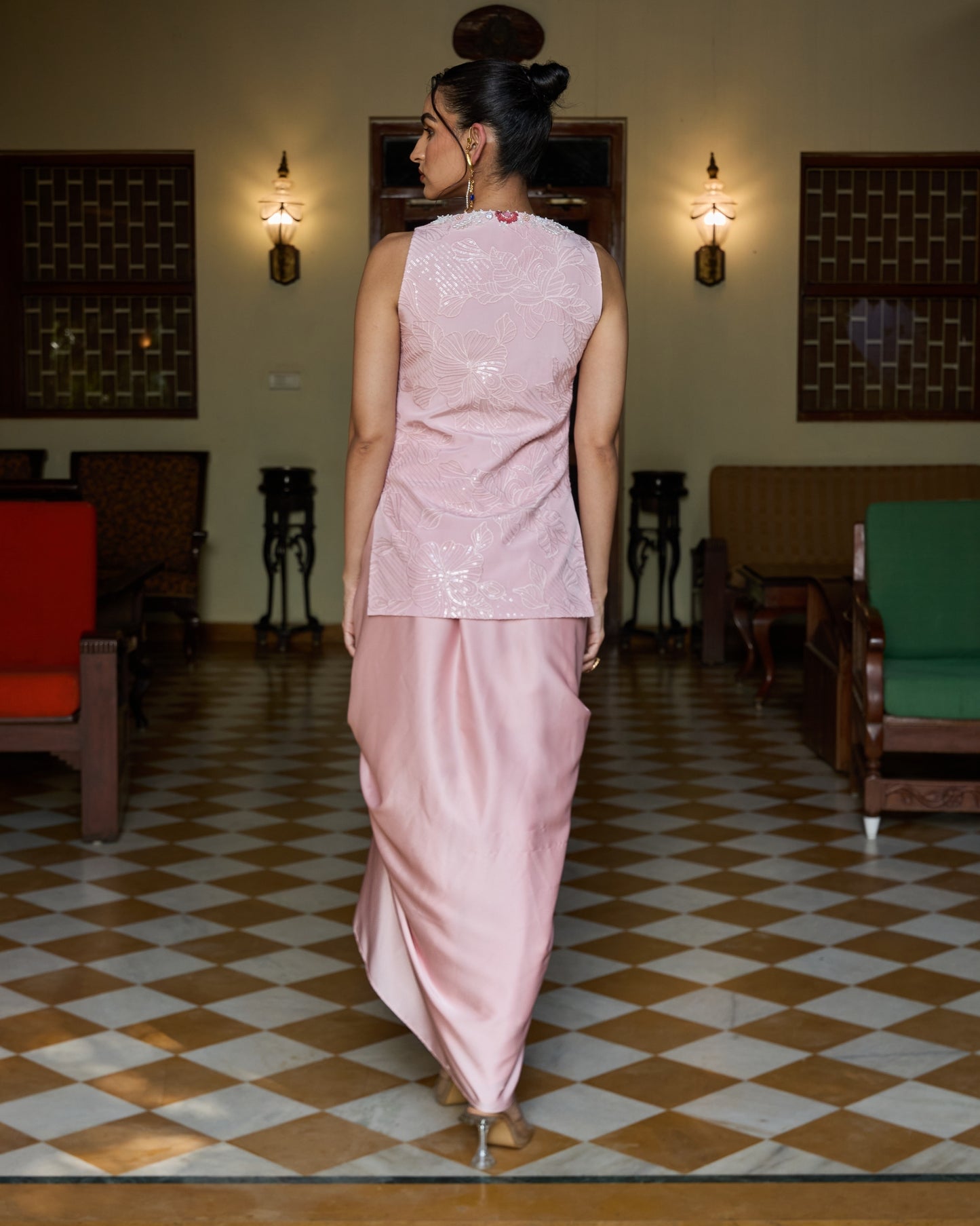 Noor draped skirt and top set