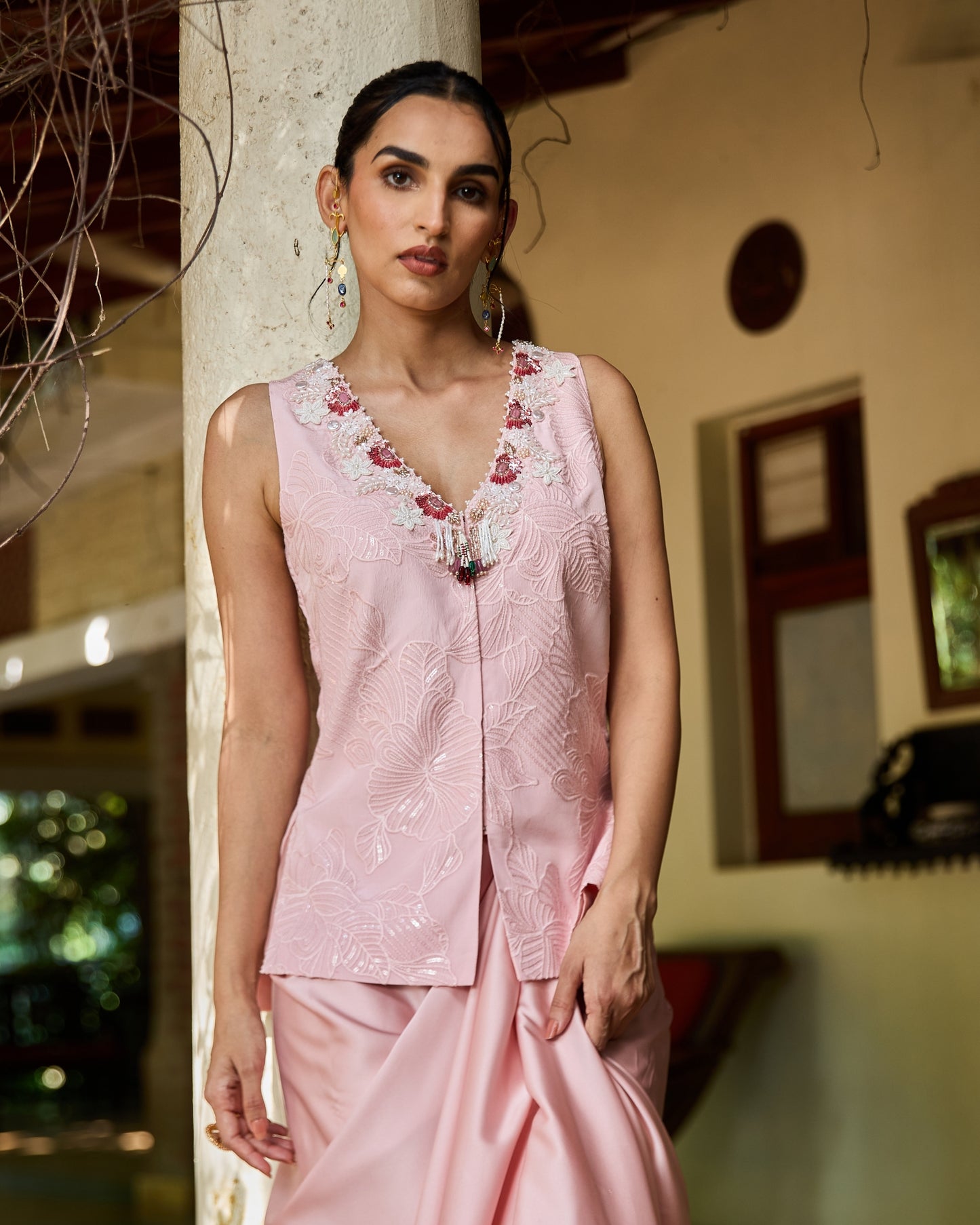 Noor draped skirt and top set
