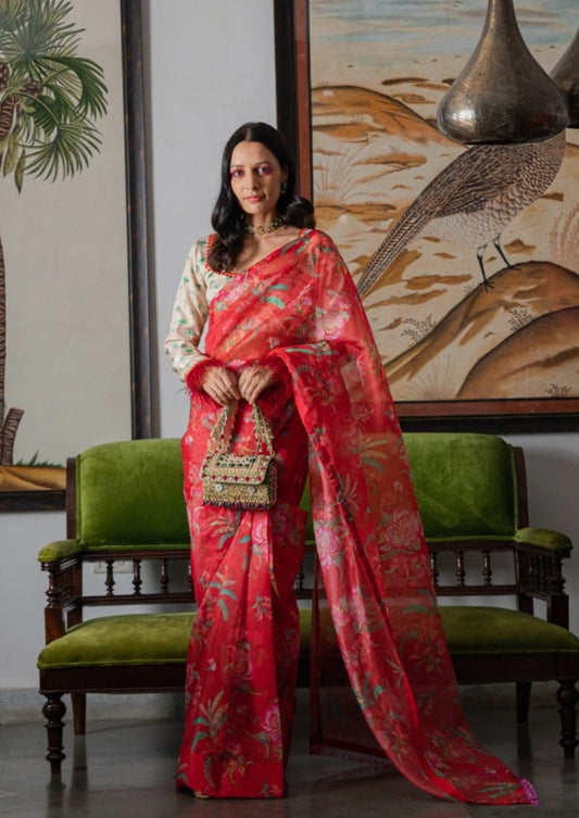 Leela Saree Red