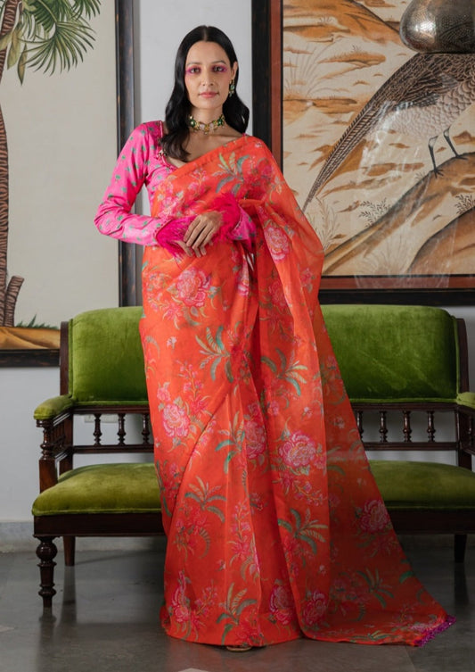 Leela Saree Orange
